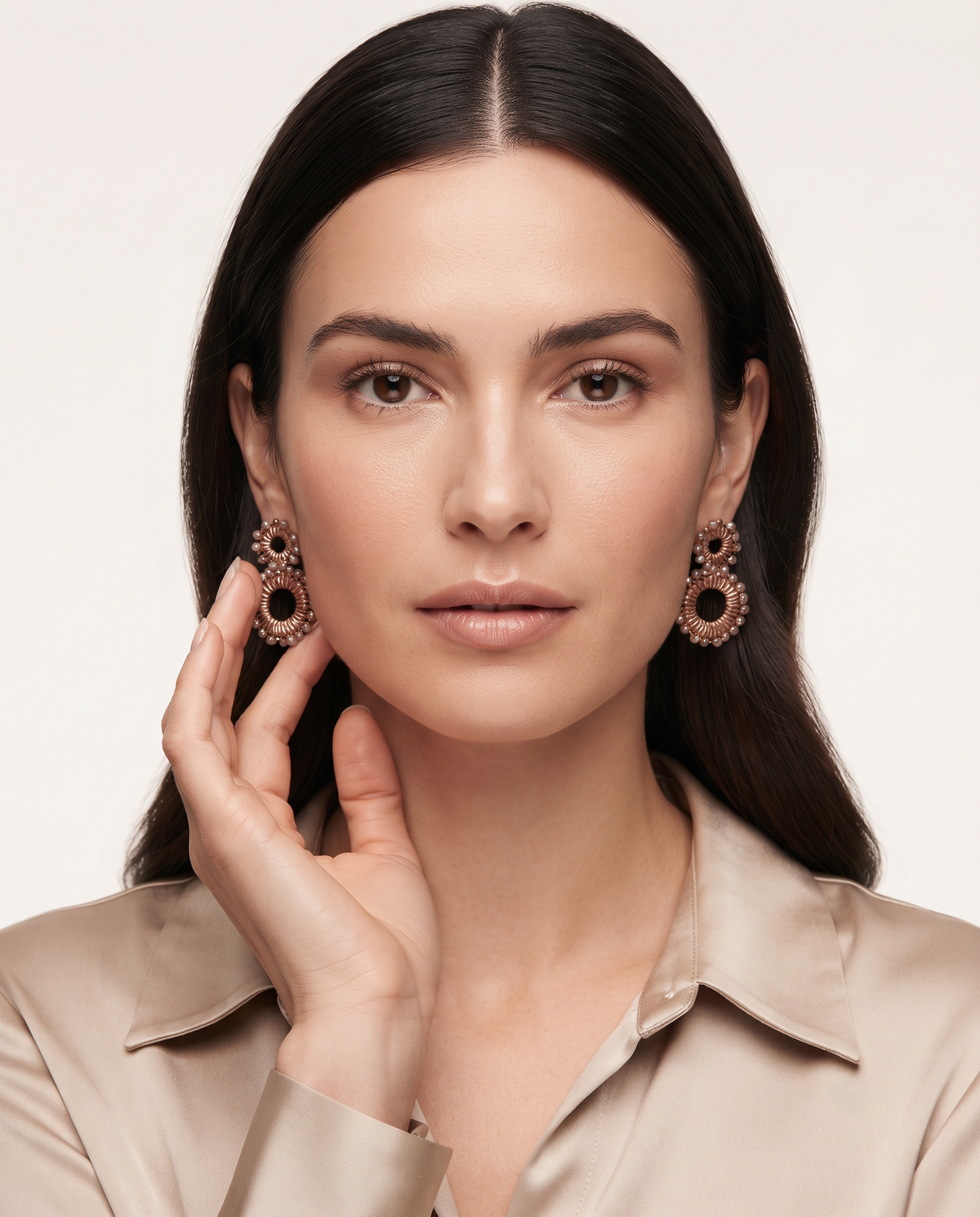 DOUBLE CIRCLE BEAD DROP EARRING
