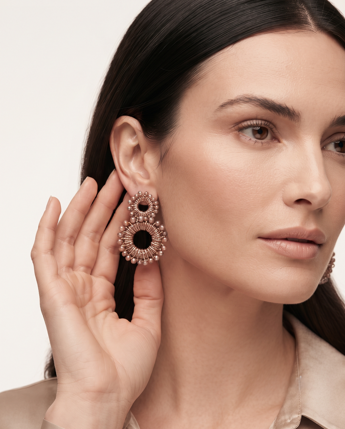 DOUBLE CIRCLE BEAD DROP EARRING