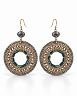 TEAL ACCENT FILIGREE CIRCLE DROP EARRING