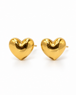 GOLD PUFF HEART STUD EARRING
