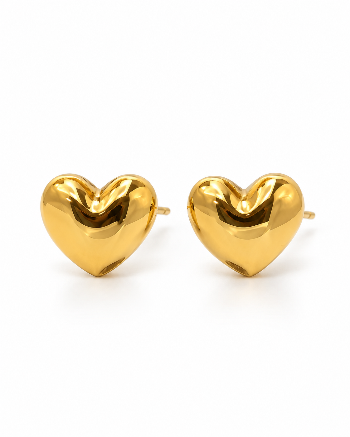 GOLD PUFF HEART STUD EARRING