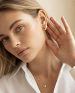 GOLD PUFF HEART STUD EARRING