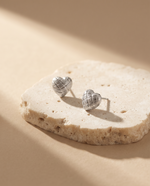 SILVER TEXTURED HEART STUD EARRING
