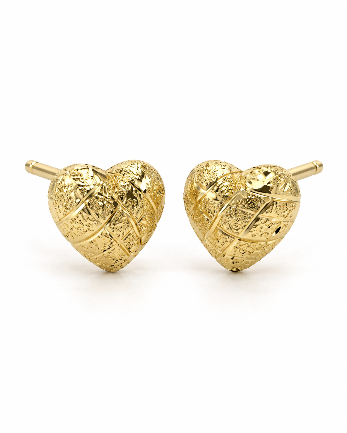 GOLD TEXTURED HEART STUD EARRING