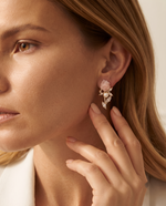 PINK ROSE PEARL CRYSTAL VINE STUD EARRING