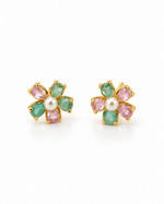 PASTEL PETAL PEARL FLOWER STUD EARRING