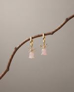 PINK TULIP BOW HUGGIE HOOP EARRING