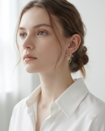 PEACH ROSEBUD ROPE BOW STUD EARRING