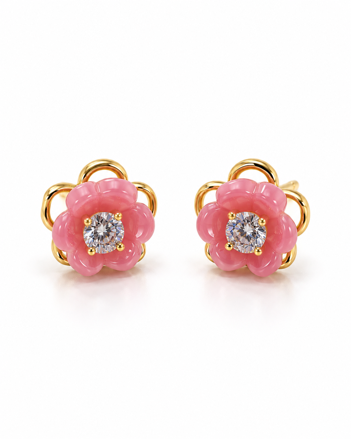 PINK BLOOM CRYSTAL STUD EARRING