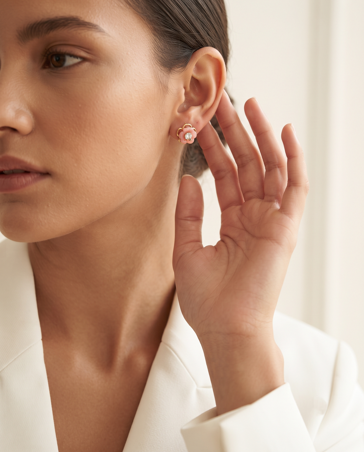 PINK BLOOM CRYSTAL STUD EARRING