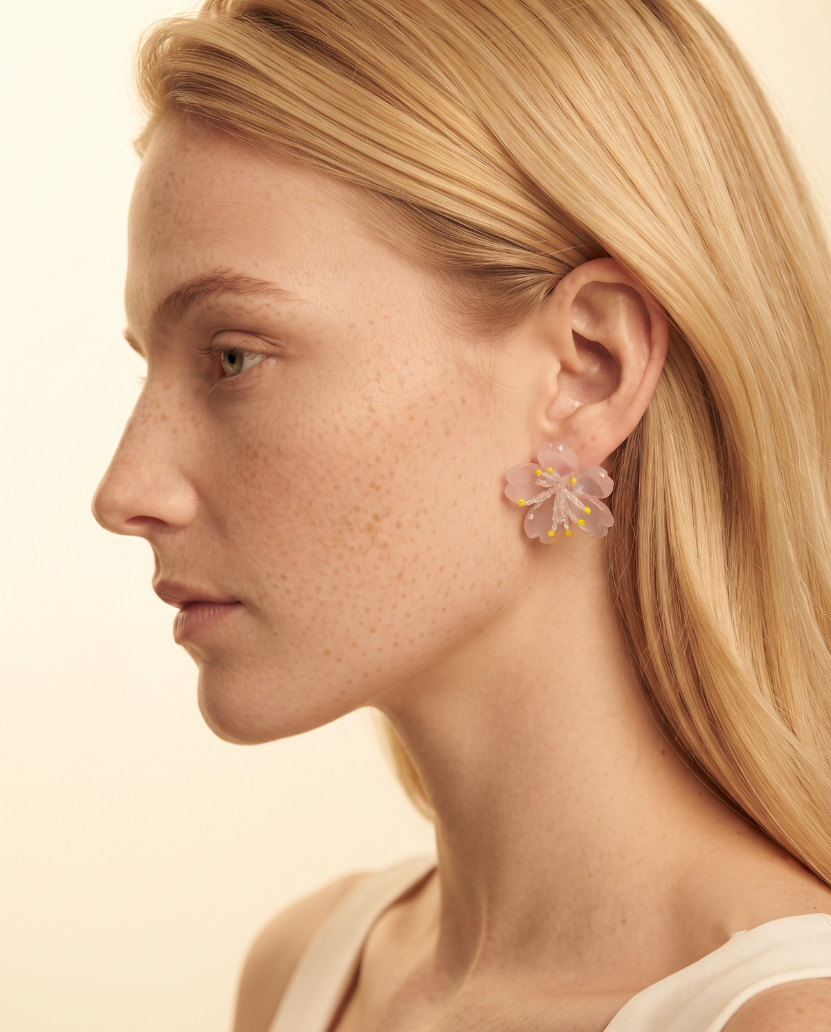 PINK BLOSSOM GLASS CRYSTAL STUD EARRING