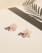 PINK BLOSSOM GLASS CRYSTAL STUD EARRING