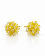 YELLOW BEADED BLOOM STUD EARRING