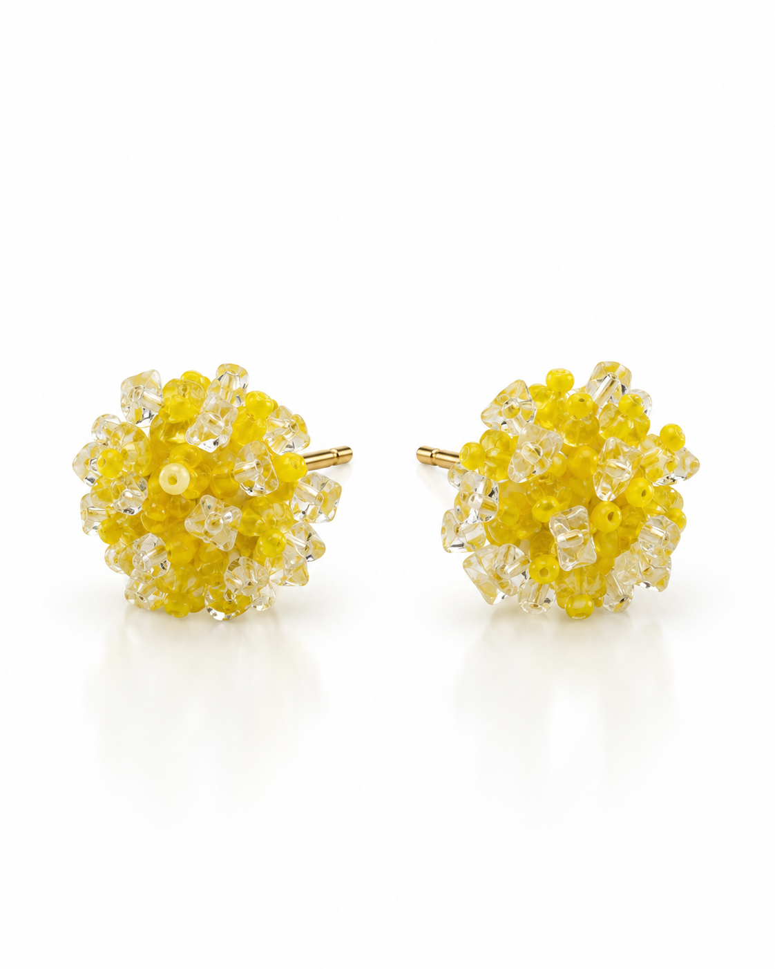 YELLOW BEADED BLOOM STUD EARRING