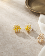YELLOW BEADED BLOOM STUD EARRING