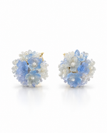 BLUE HYDRANGEA FLOWER CLUSTER STUD EARRING