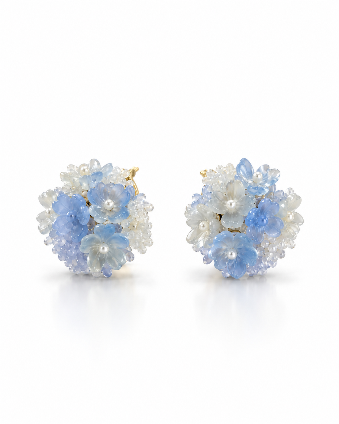 BLUE HYDRANGEA FLOWER CLUSTER STUD EARRING