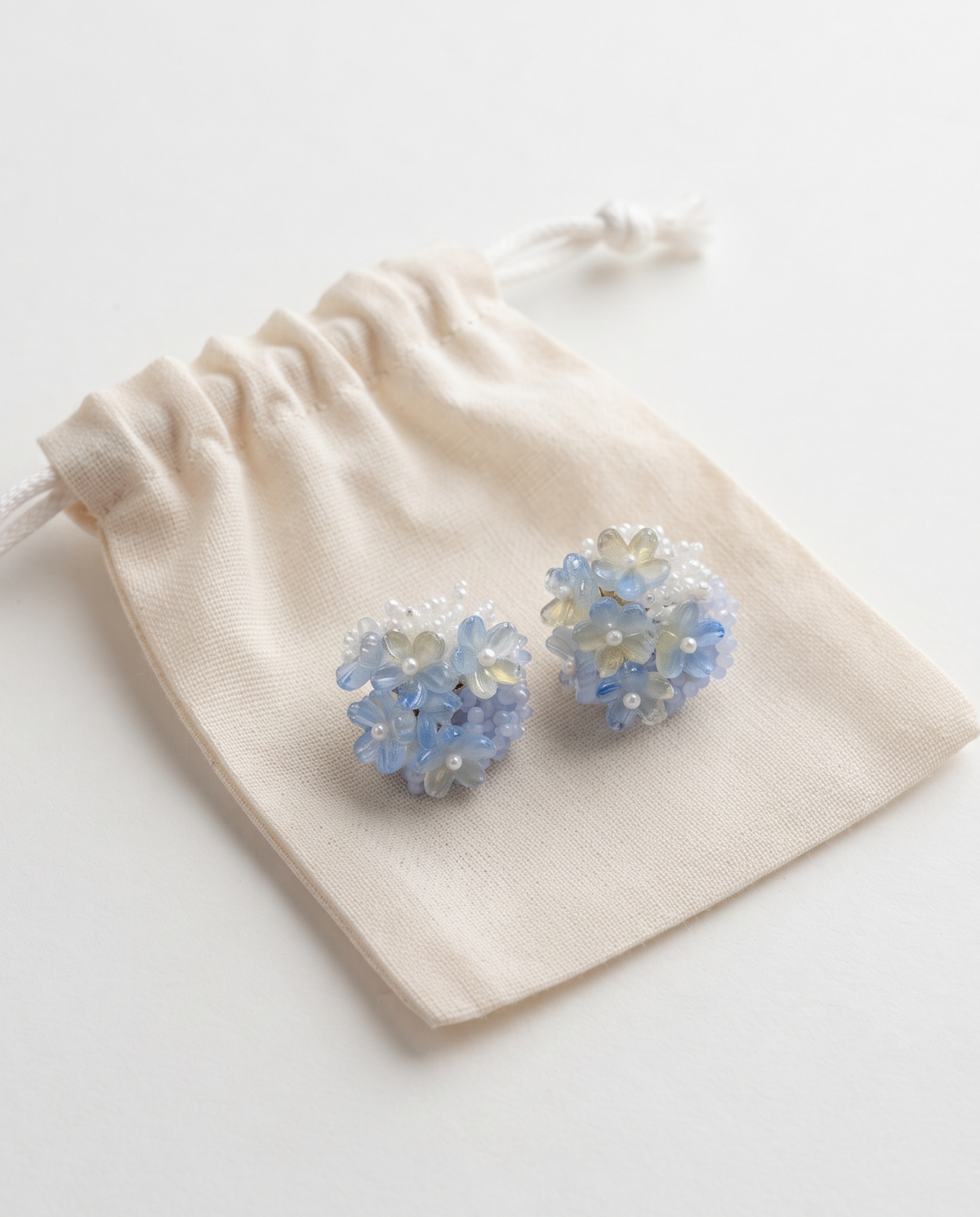 BLUE HYDRANGEA FLOWER CLUSTER STUD EARRING
