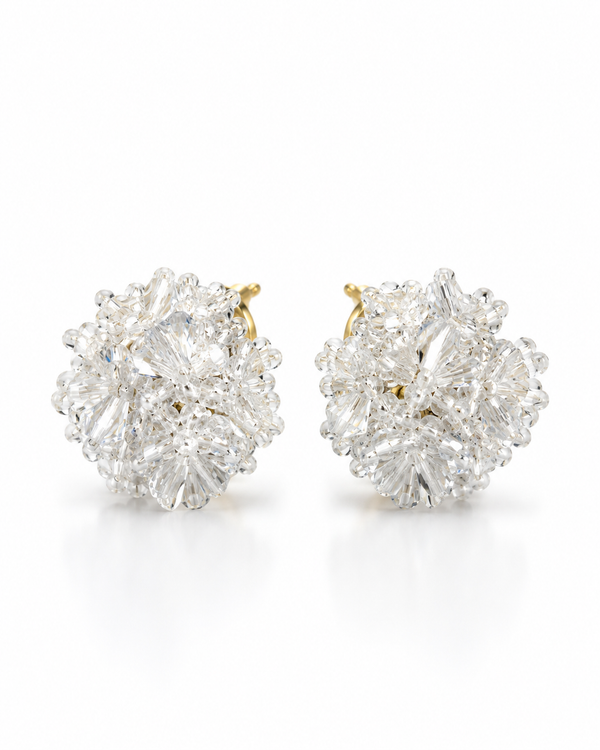 Clear crystal bead cluster stud earring
