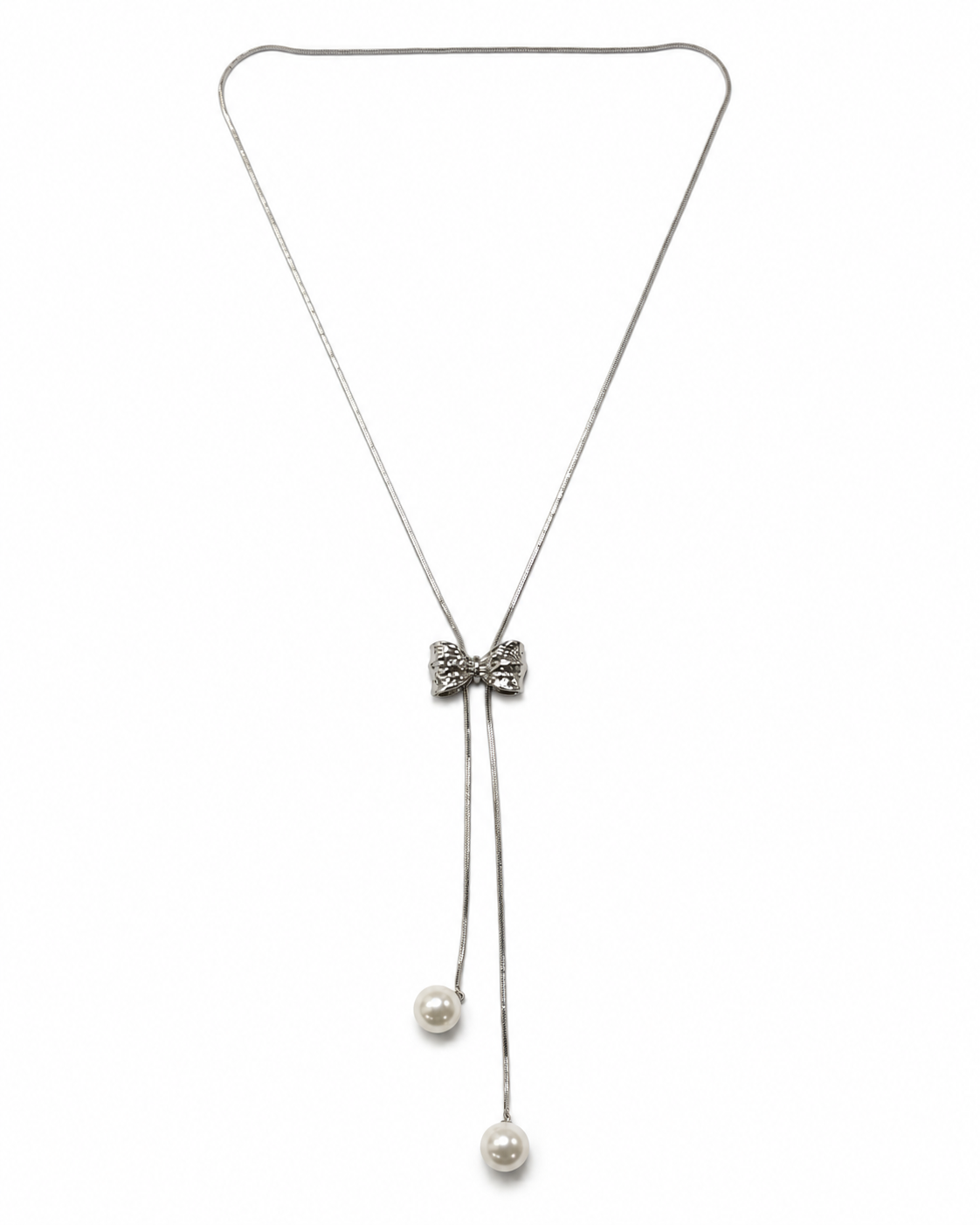 Bow Pearl Lariat Necklace – view 1