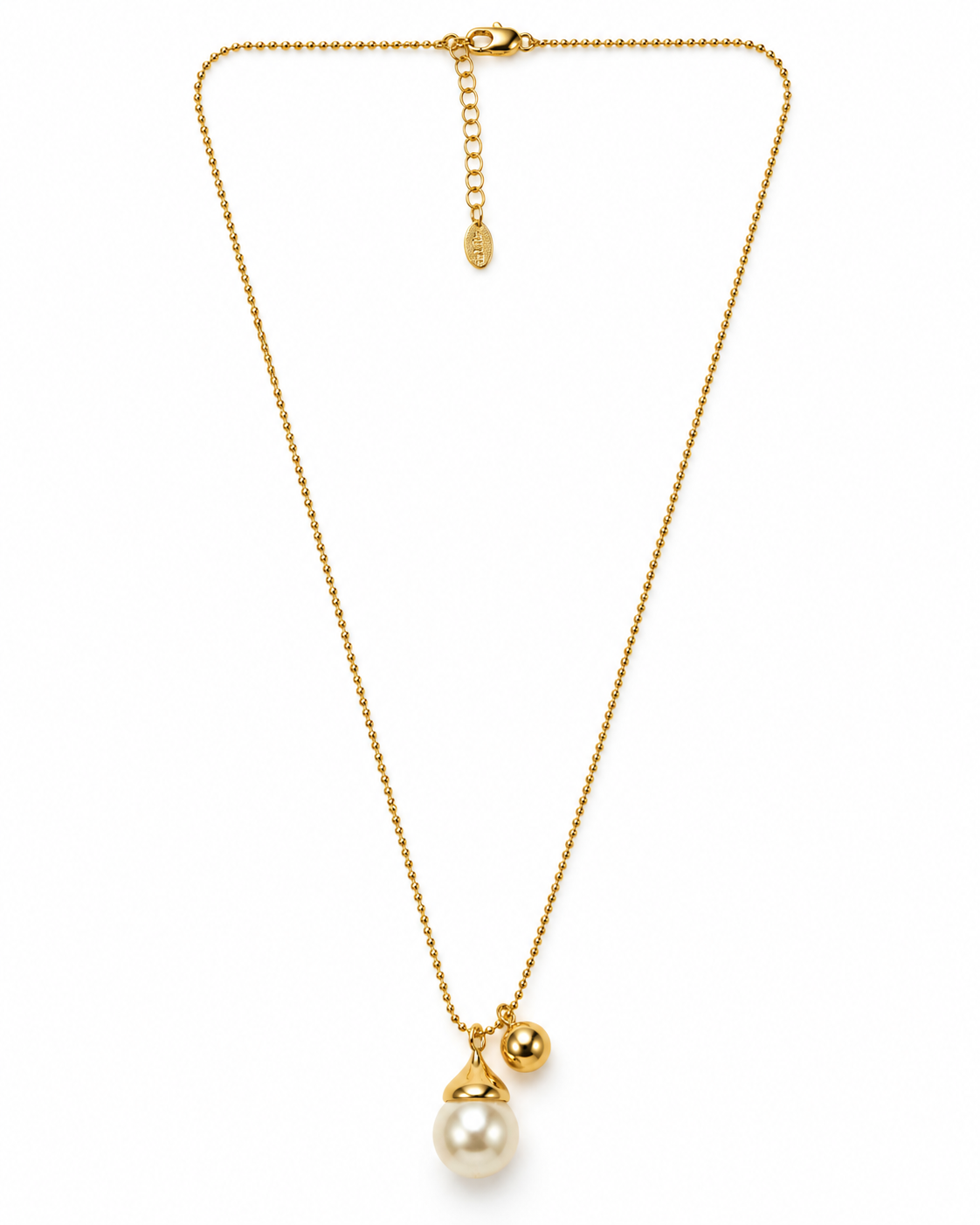 Gold Capped Pearl Charm Necklace – view 1