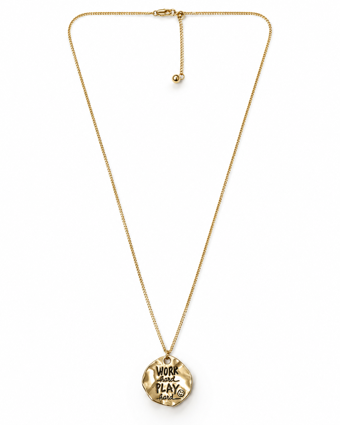 Gold Work Hard Play Hard Coin Necklace – view 1