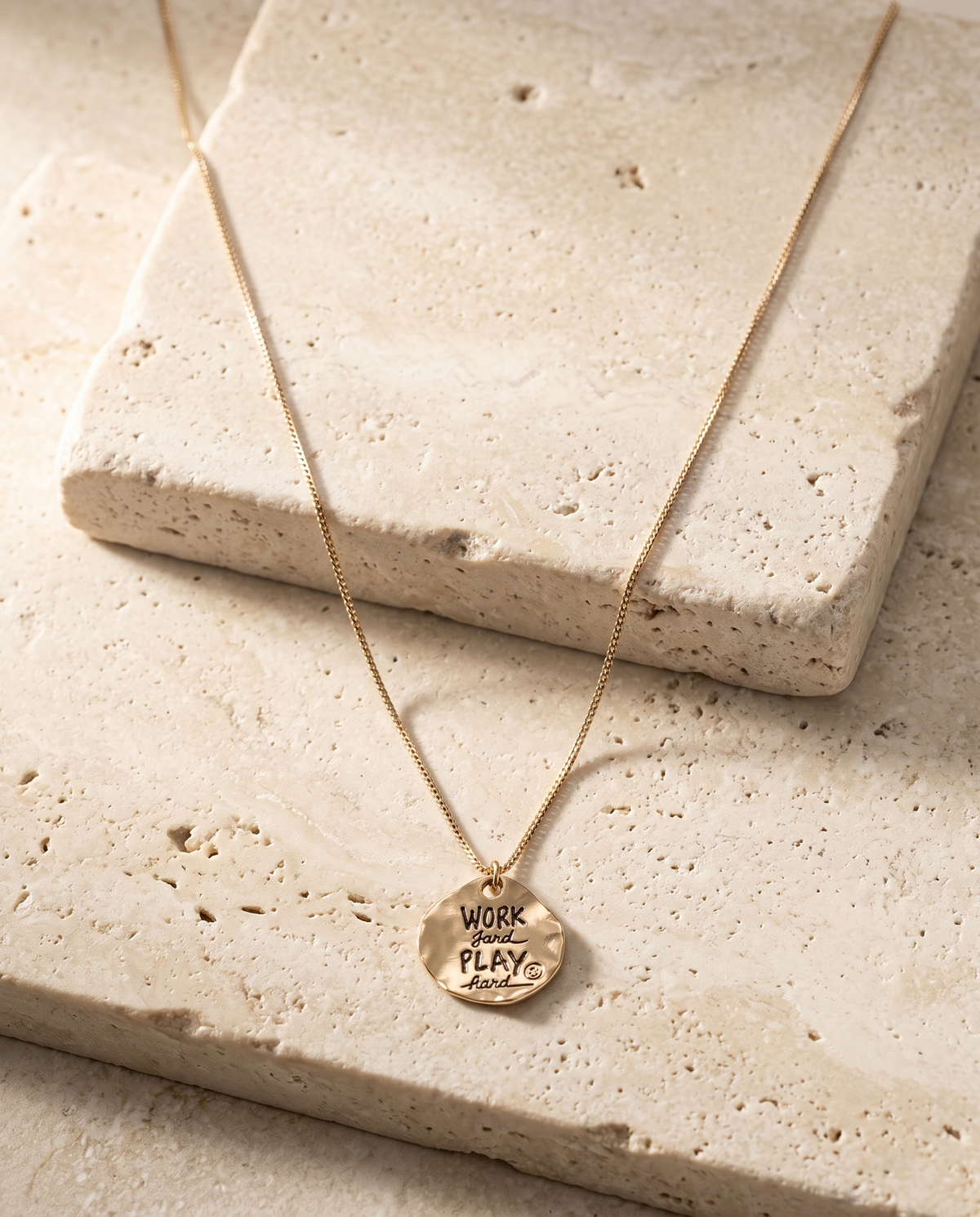 Gold Work Hard Play Hard Coin Necklace – view 4
