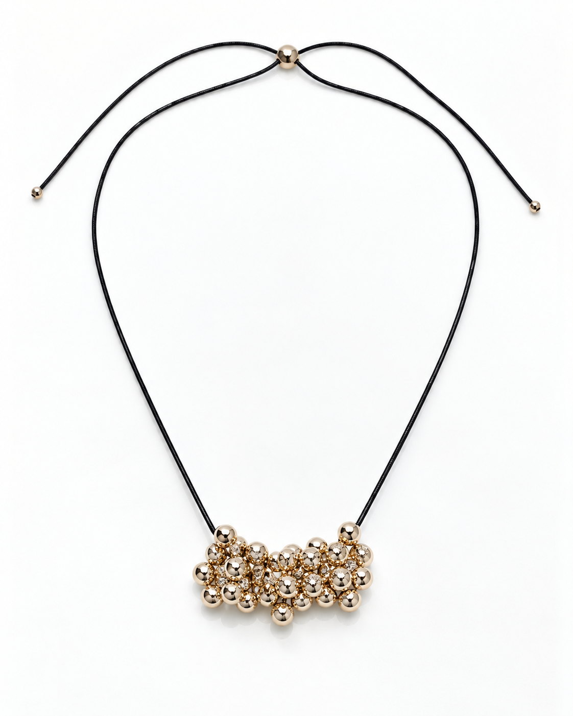 Gold Bead Cluster Cord Necklace – view 1