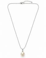 Silver Crystal Bail Pearl Drop Necklace – view 1