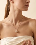 Silver Crystal Bail Pearl Drop Necklace – view 2
