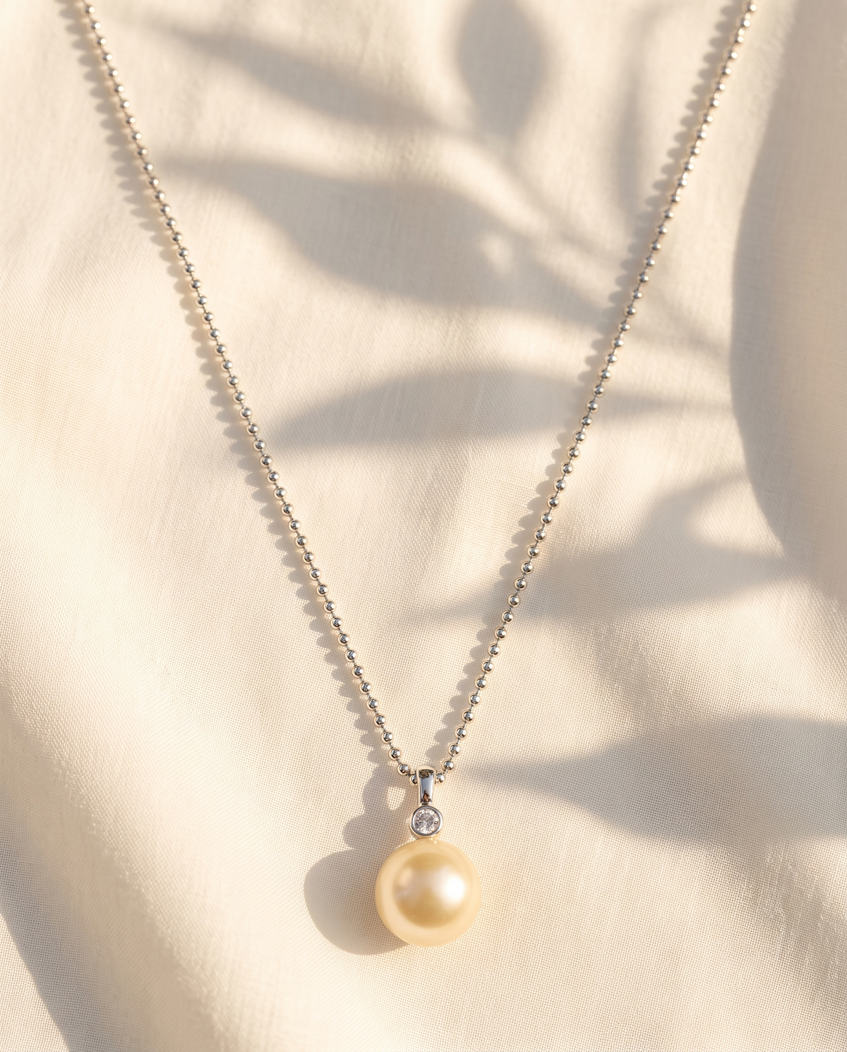 Silver Crystal Bail Pearl Drop Necklace – view 4