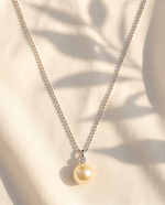 Silver Crystal Bail Pearl Drop Necklace – view 4