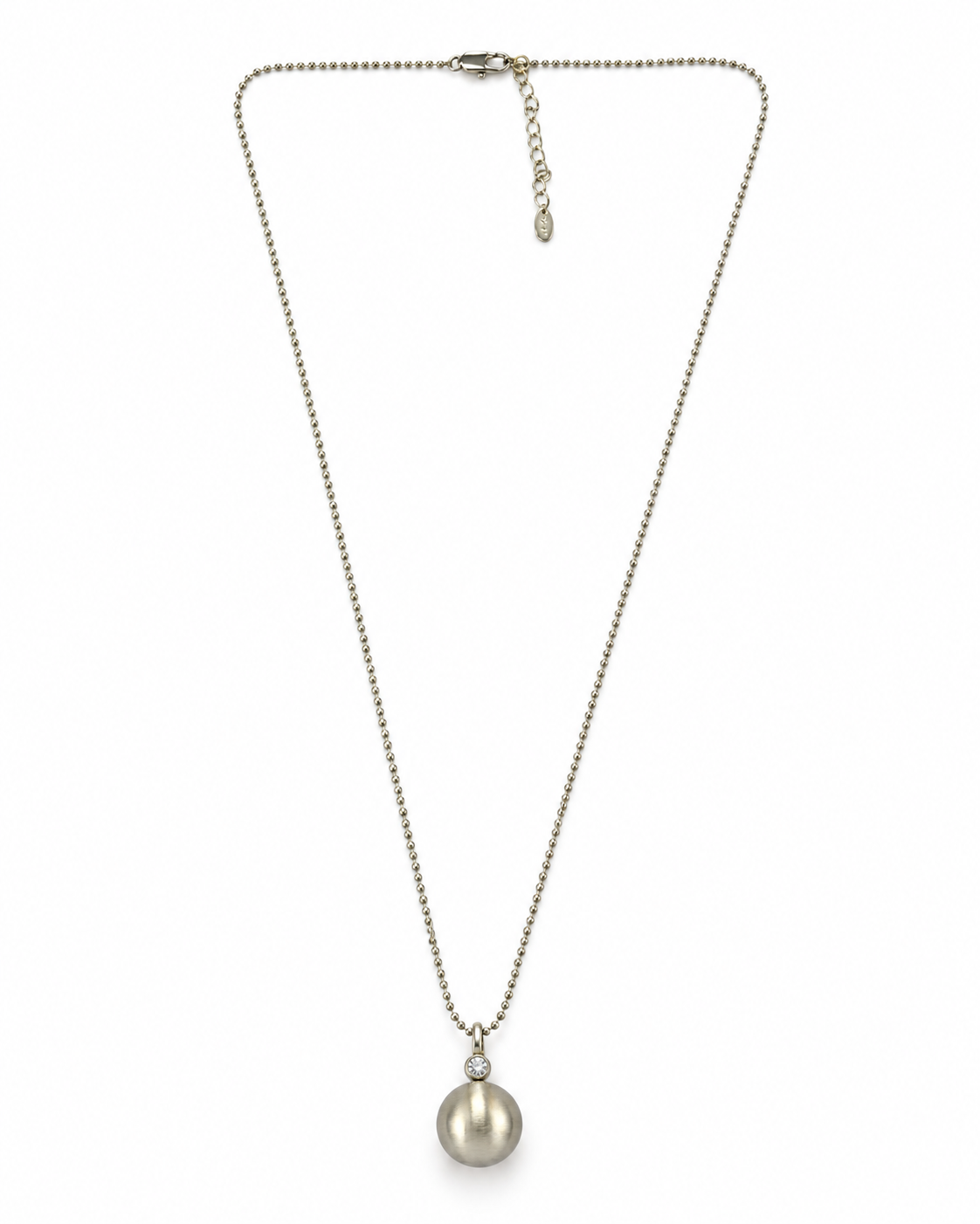 Brushed Sphere Crystal Drop Necklace – view 1