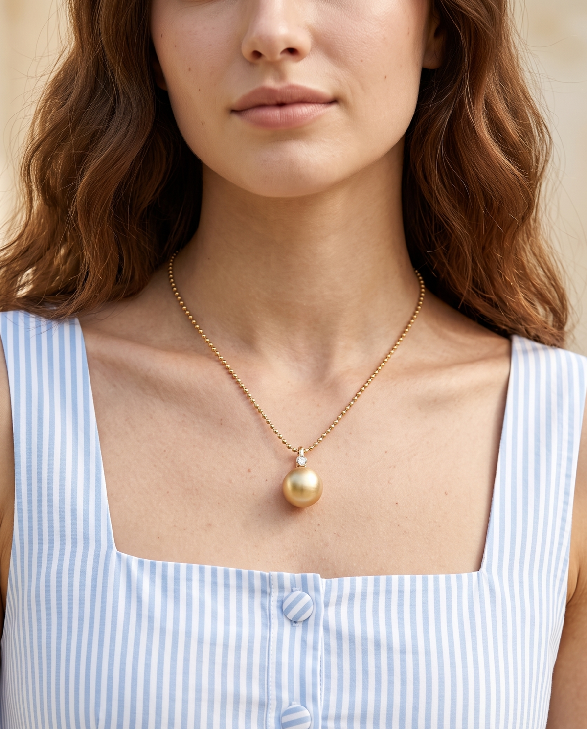 Brushed Sphere Crystal Drop Necklace – view 2