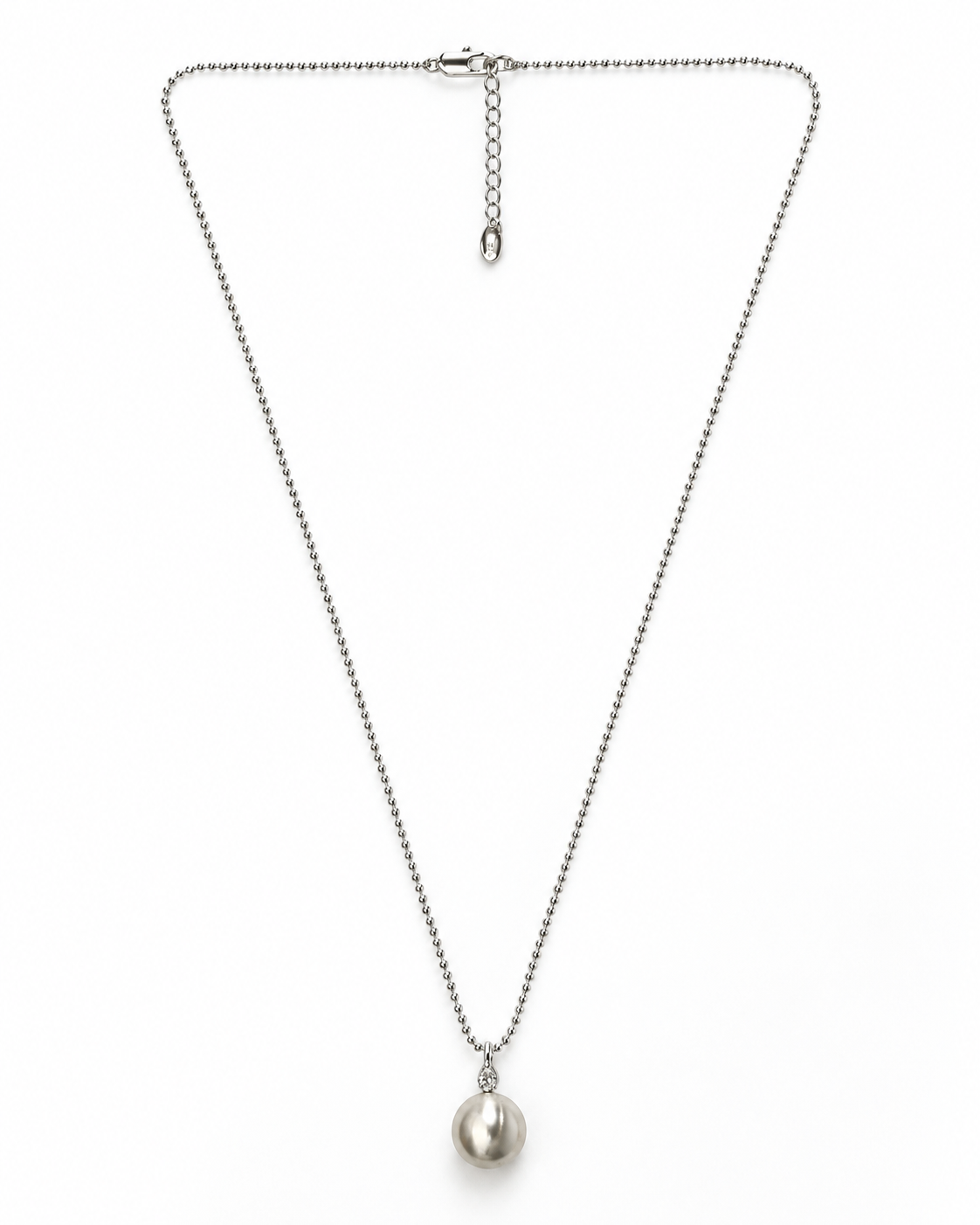 Grey Pearl Crystal Drop Necklace – view 1
