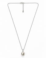 Grey Pearl Crystal Drop Necklace – view 1
