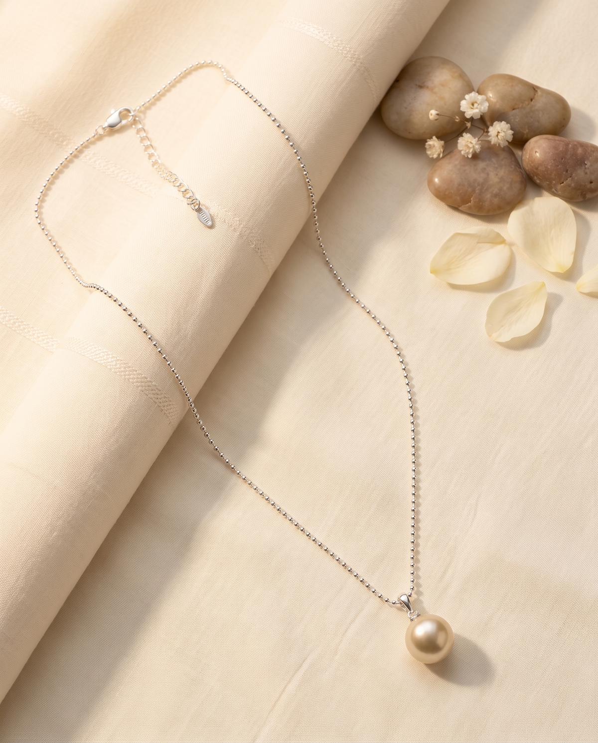 Grey Pearl Crystal Drop Necklace – view 4