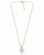 Gold Crystal Bail Pearl Drop Necklace – view 1