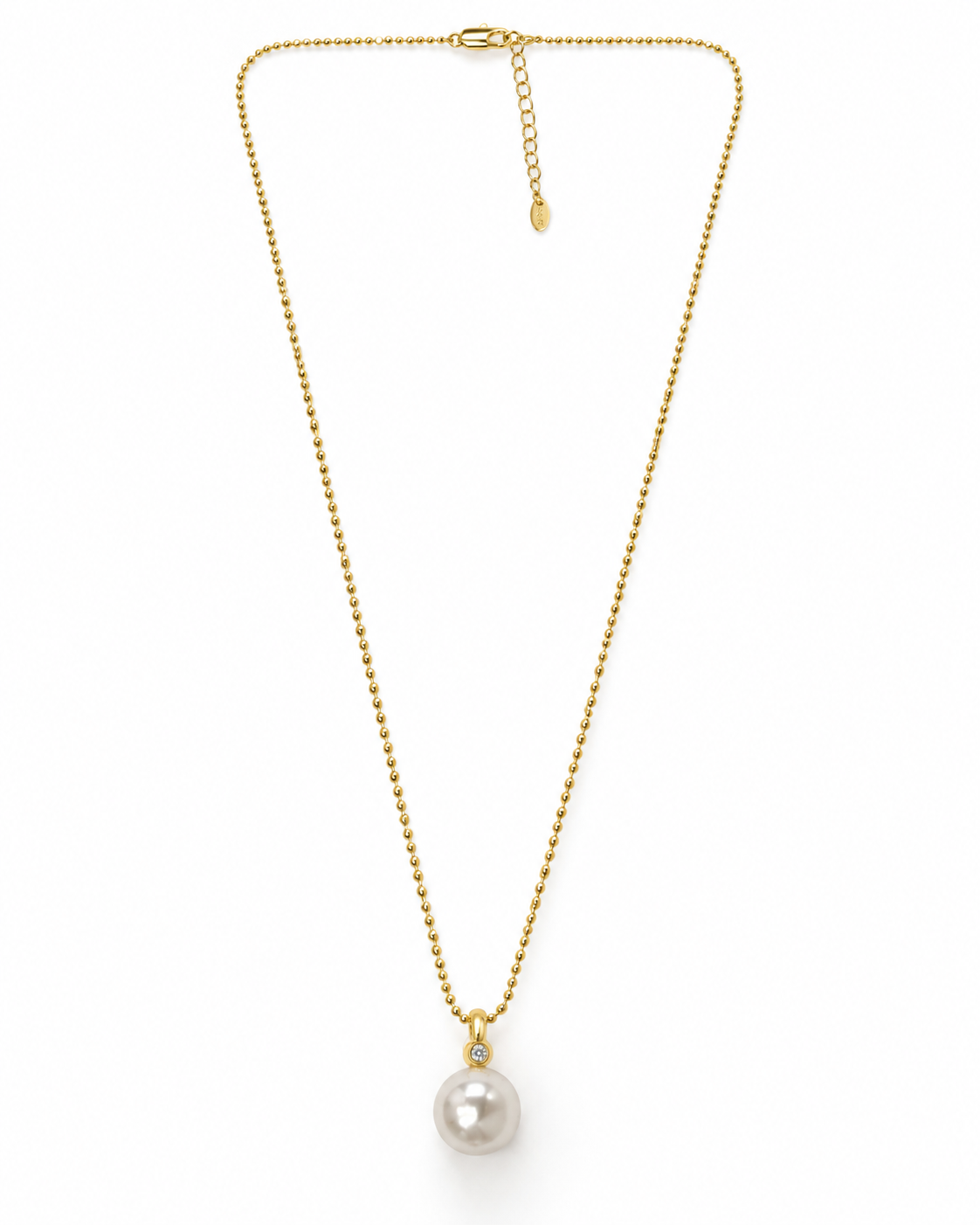 Gold Crystal Bail Pearl Drop Necklace – view 1
