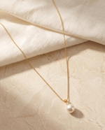 Gold Crystal Bail Pearl Drop Necklace – view 4