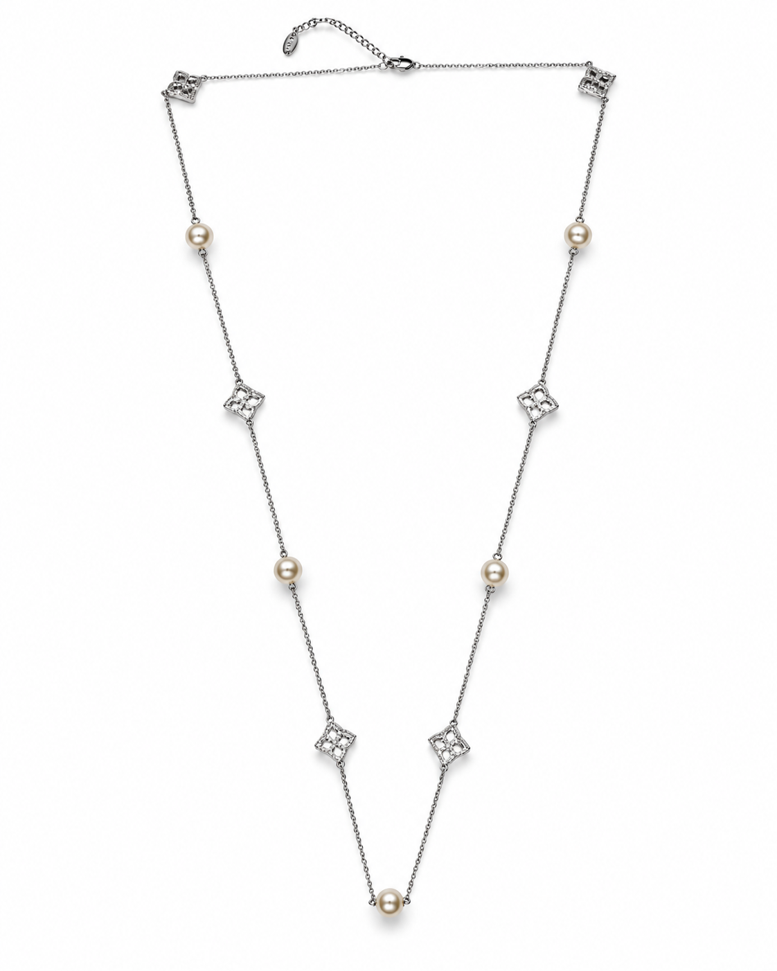 Pearl Quatrefoil Station Necklace – view 1