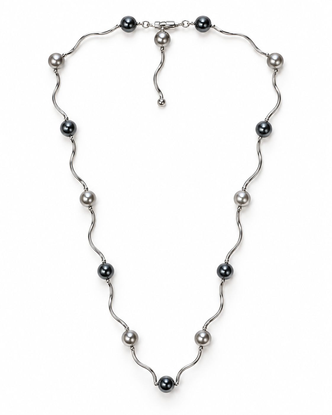 Wave Link Grey Pearl Necklace – view 1