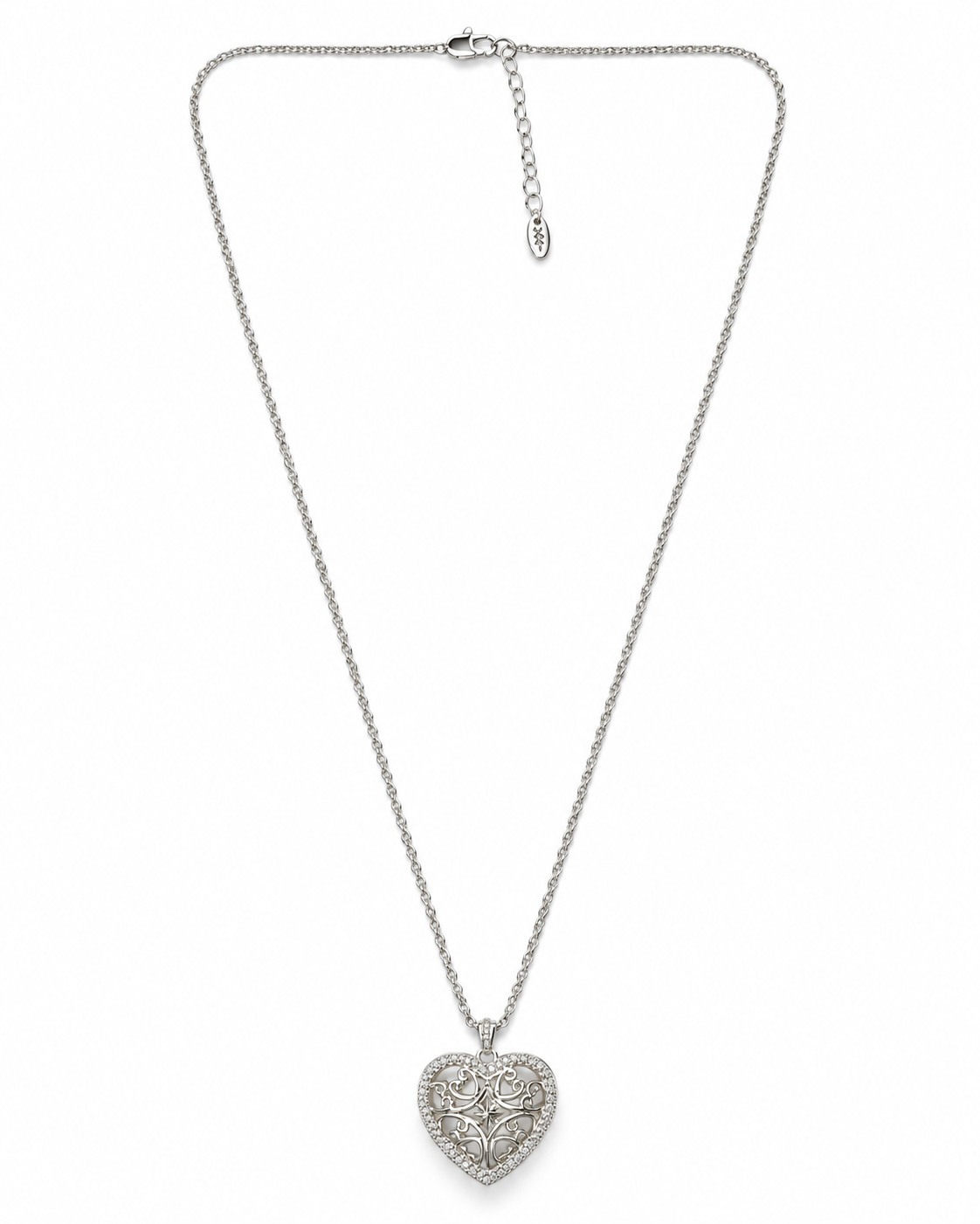 Filigree Crystal Heart Necklace – view 1