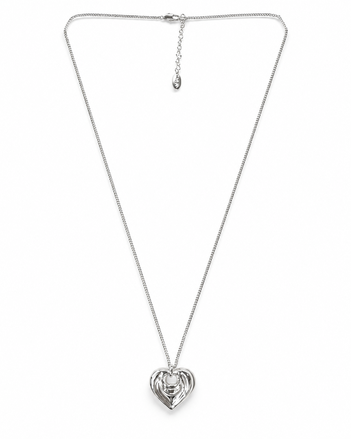 Silver Nested Ripple Heart Necklace – view 1