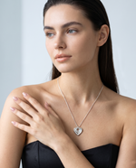Silver Nested Ripple Heart Necklace – view 2