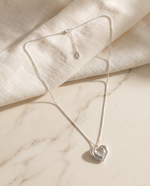 Silver Nested Ripple Heart Necklace – view 4