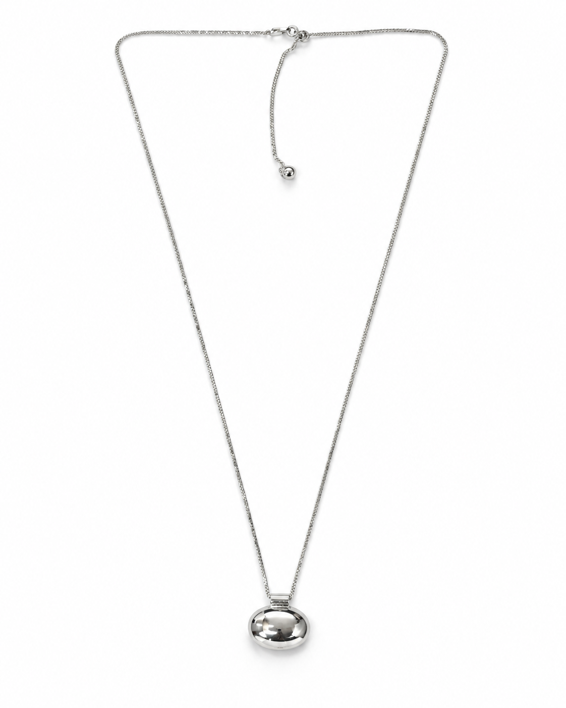Silver Polished Pebble Pendant Necklace – view 1