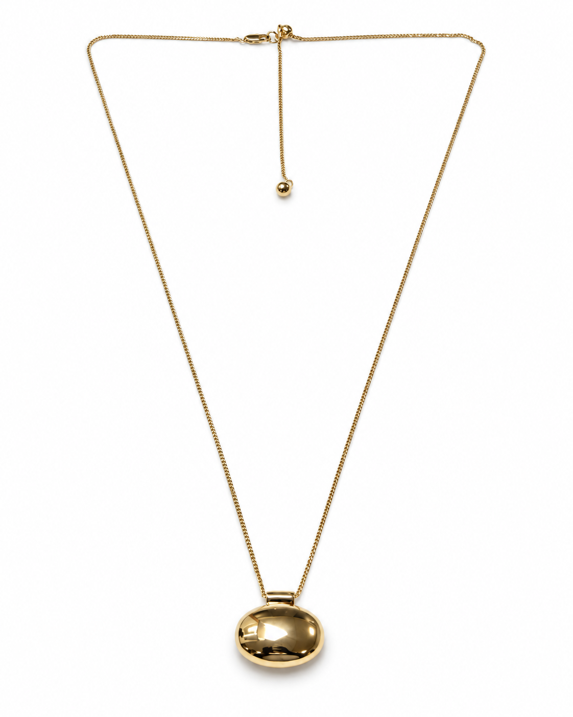 Gold Polished Pebble Pendant Necklace – view 1