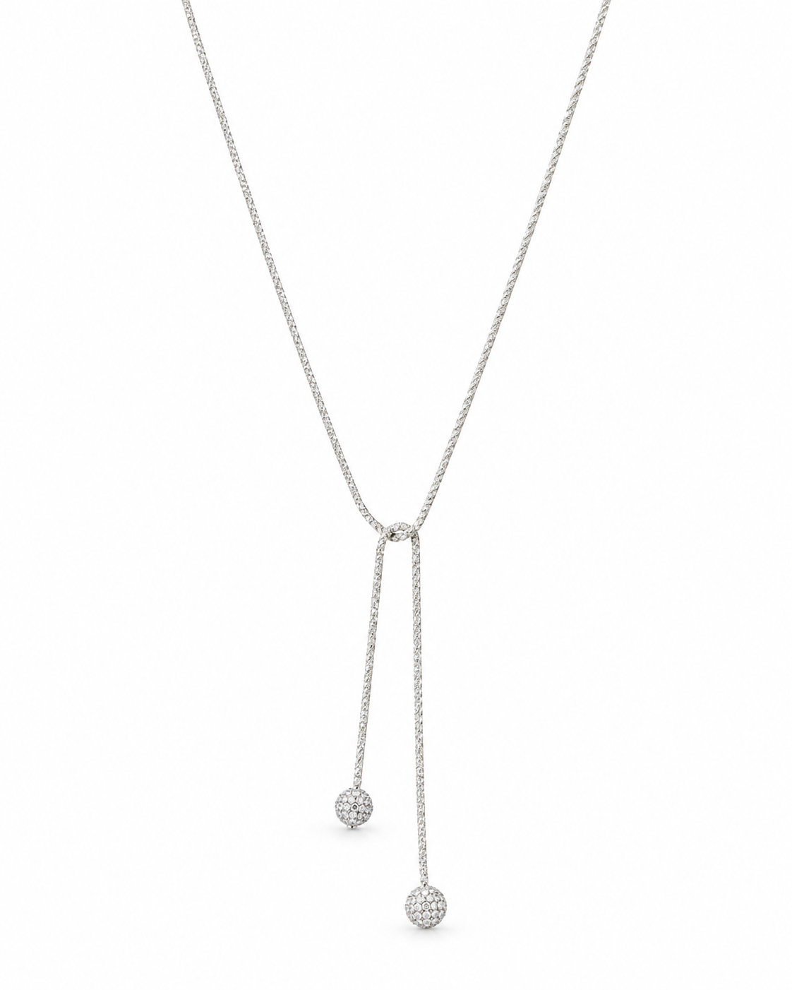Pavé Sphere Lariat Necklace – view 1