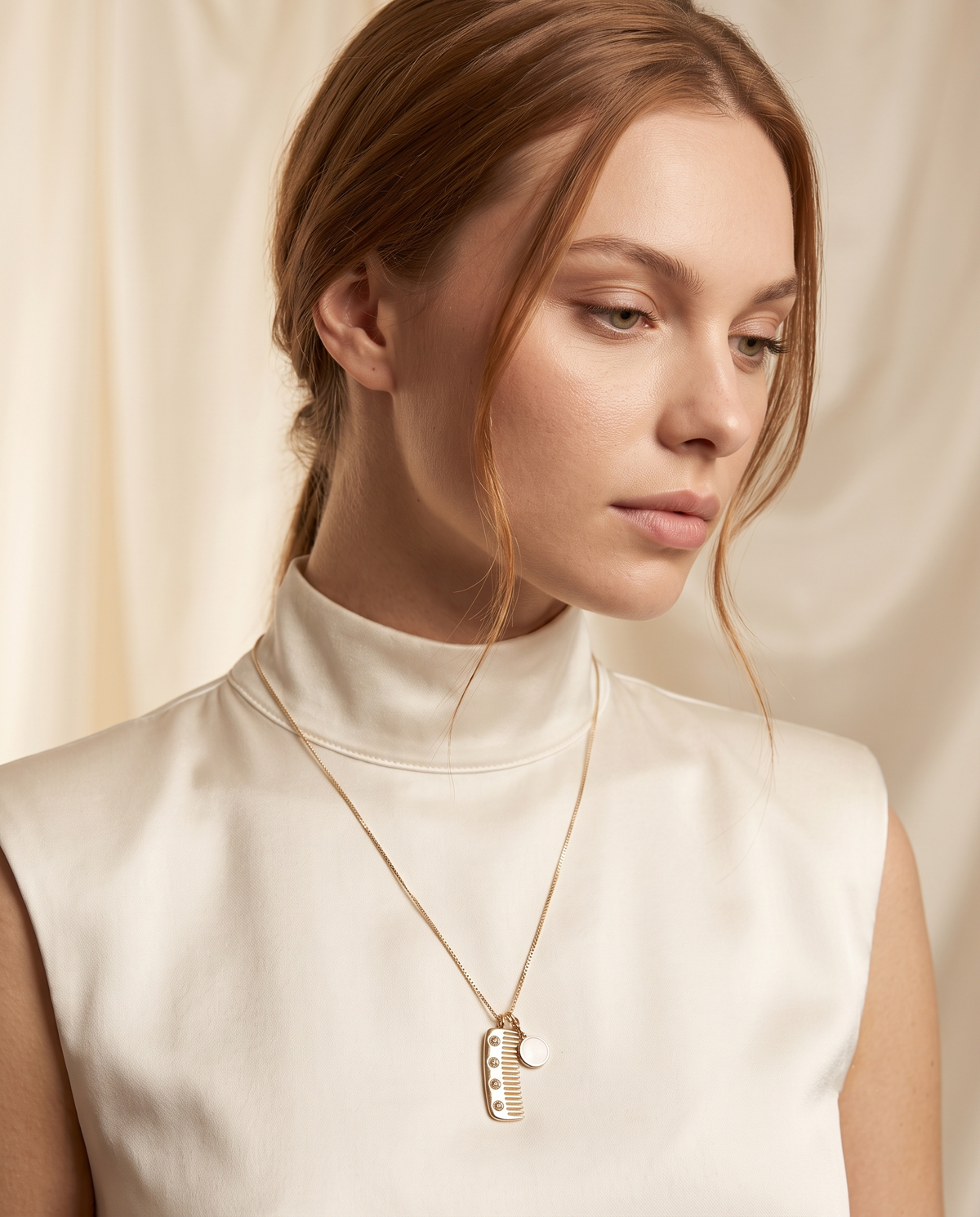 Comb and Mirror Charm Necklace – view 3